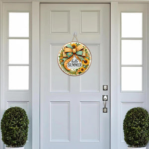 Hello Summer Sunflower Bow Sign