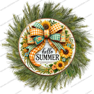 Hello Summer Sunflower Bow Sign