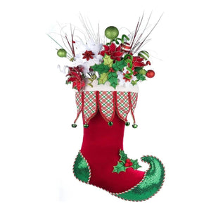 Holly Woods Stocking With Floral Wall Piece
