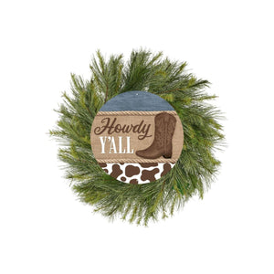 Howdy Y'all Cowboy Sign: Brown