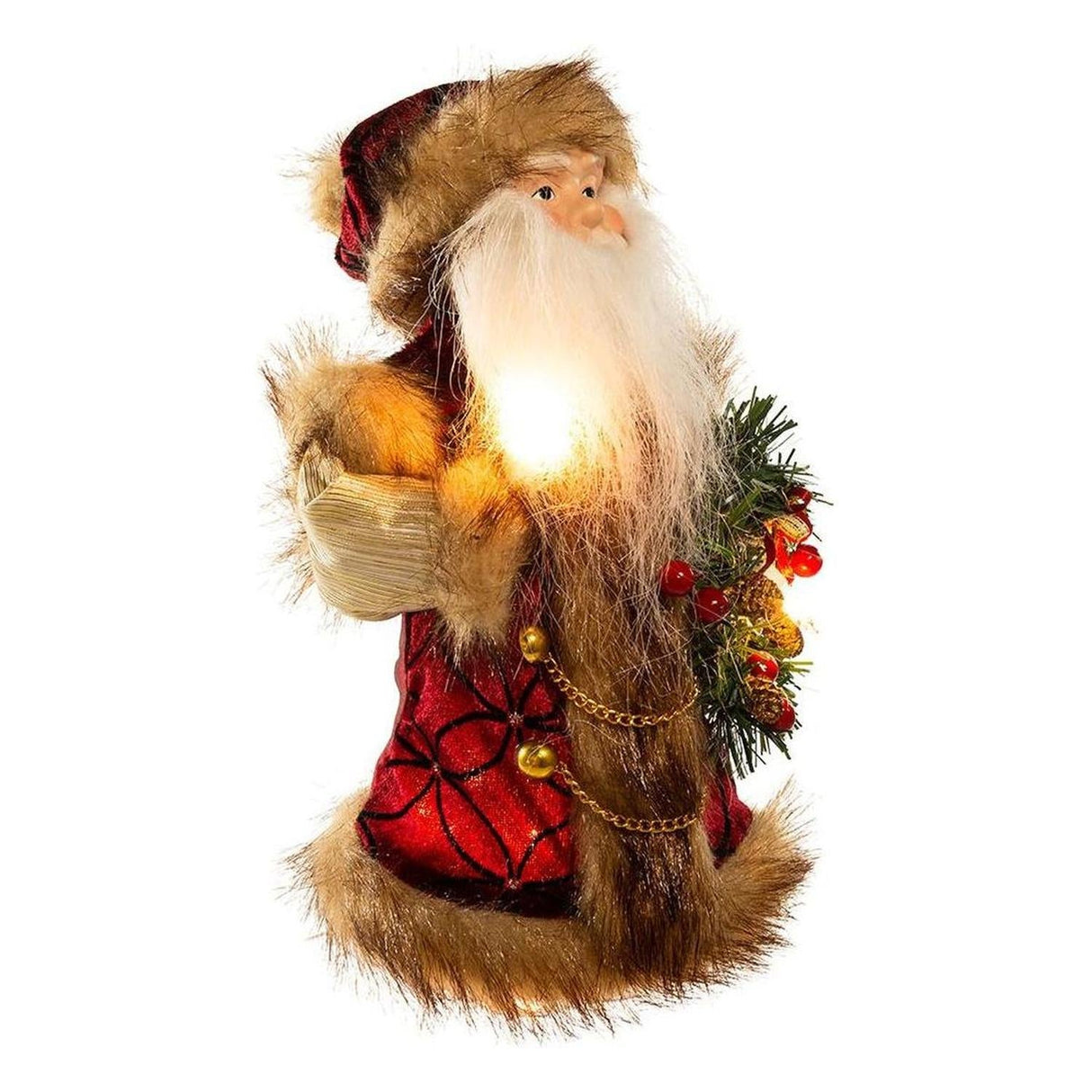 Kurt Adler 10" Burgundy and Brown Santa Treetop