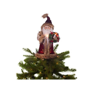 Kurt Adler 10" Burgundy and Brown Santa Treetop