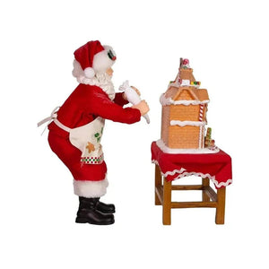 Kurt Adler 10.5" Fabriche Santa Decorating LED Gingerbread House Table Piece