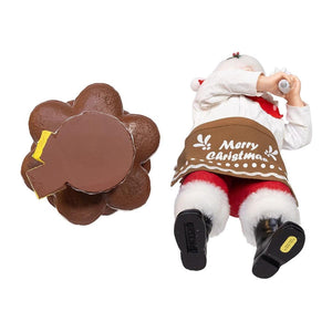 Kurt Adler 10.5-Inch Fabriché Santa Gingerbread Tree, 2-Piece Set