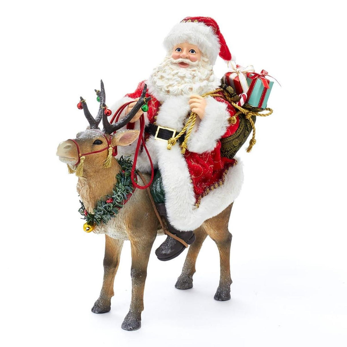Kurt Adler 11.5-Inch Fabriché Santa on Reindeer
