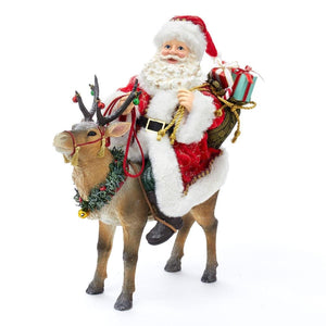 Kurt Adler 11.5-Inch Fabriché Santa on Reindeer