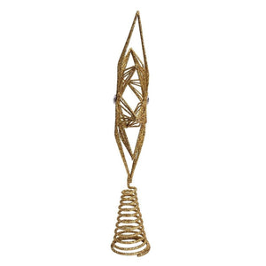 Kurt Adler 12-Inch Unlit Gold Glittered 6-Point Star Tree Topper