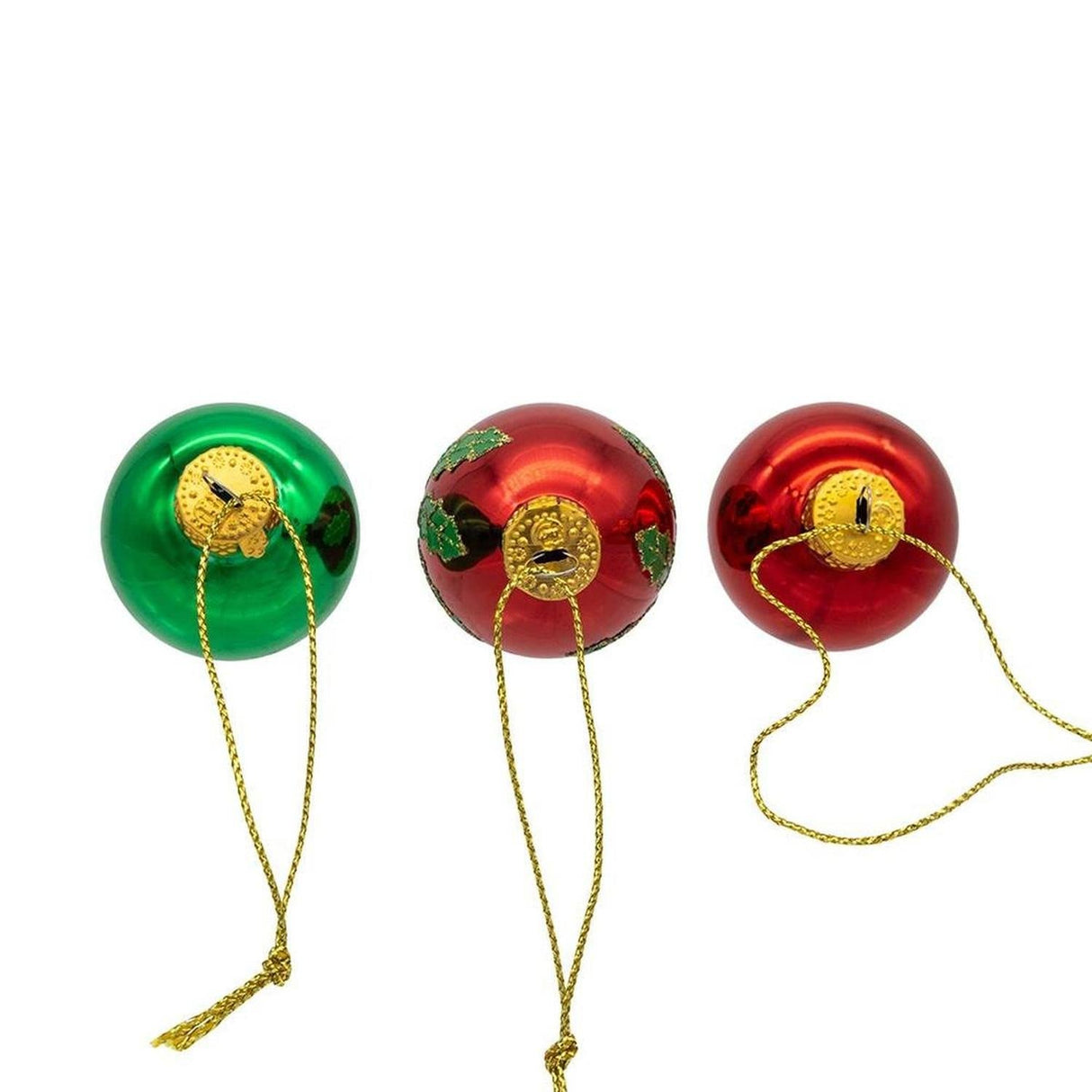 Kurt Adler 35MM Glass Green and Red With Holly Leaves Ball 12-Piece Set