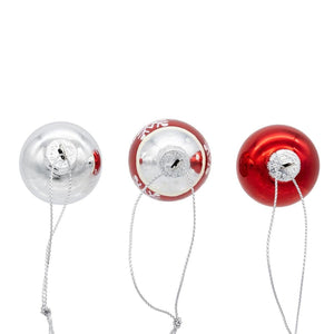 Kurt Adler 35MM Glass Red and Silver With Snowflake Ball 12-Piece Set
