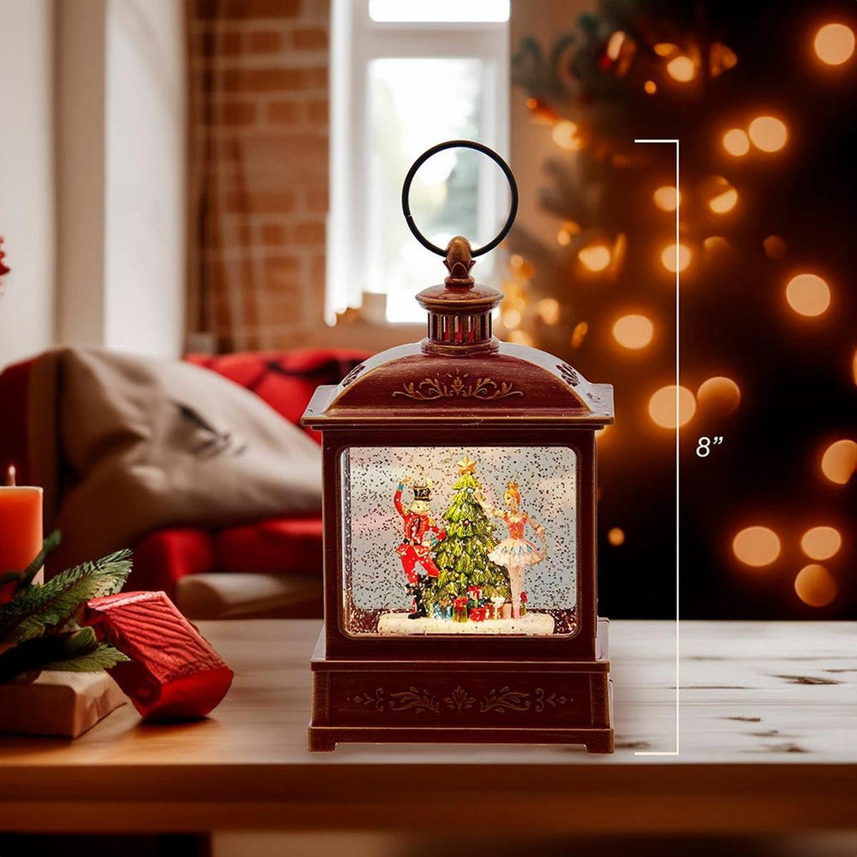 Kurt Adler 8-Inch Nutcracker Swirl Water Lantern