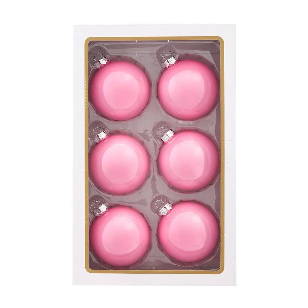 Kurt Adler 80MM Glass Pearlized Pink Ball Ornaments