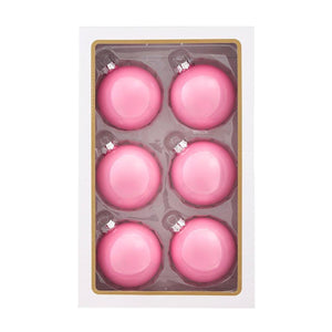 Kurt Adler 80MM Glass Pearlized Pink Ball Ornaments