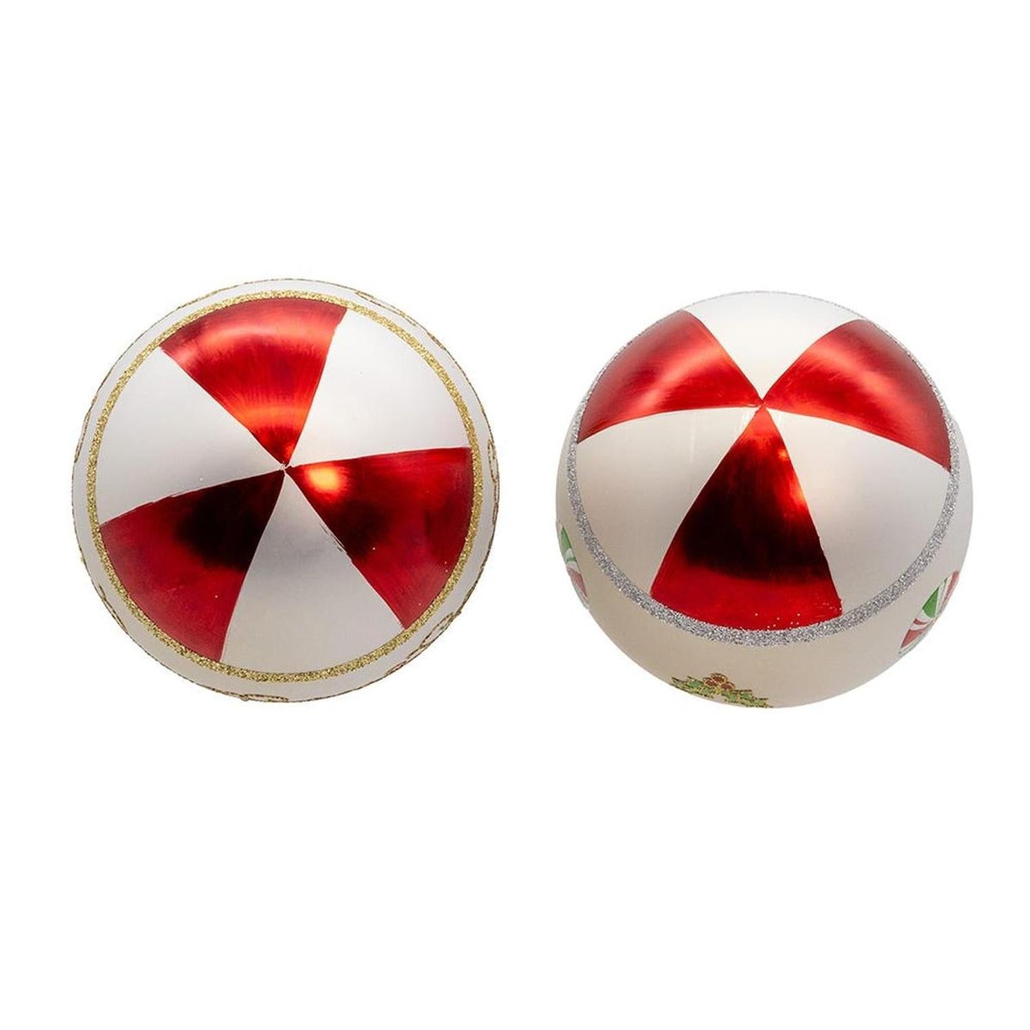 パヴェボール イヤリング♡ストロベリーレッド Kurt Adler 80mm Holly Leaves Glass Ball Ornament (Set of 6