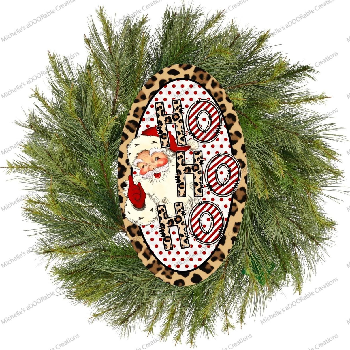 Leopard Santa Ho Ho Ho Oval Sign