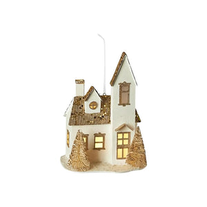 Lighted Glittered Village Ornaments