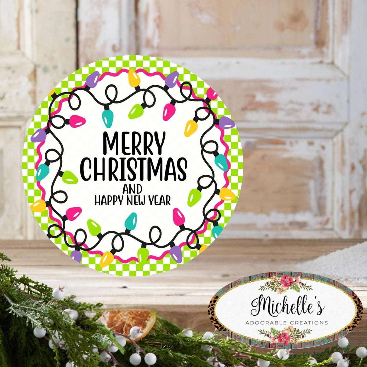 Merry Christmas New Year Pastel Lights Sign