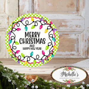 Merry Christmas New Year Pastel Lights Sign