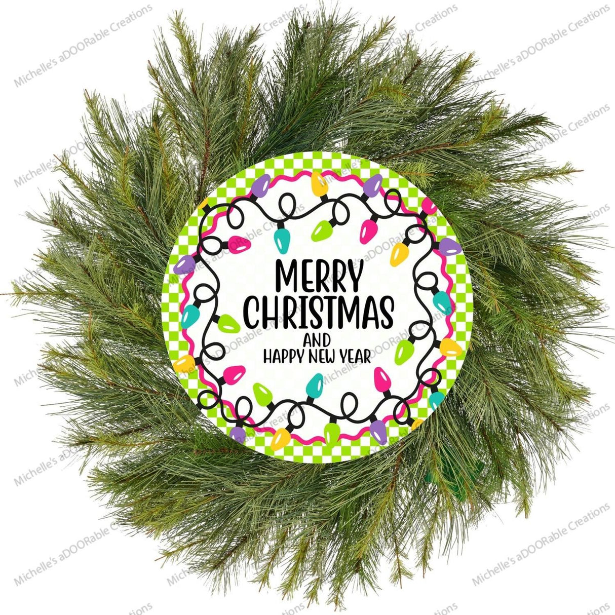 Merry Christmas New Year Pastel Lights Sign