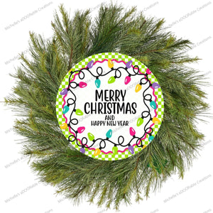 Merry Christmas New Year Pastel Lights Sign