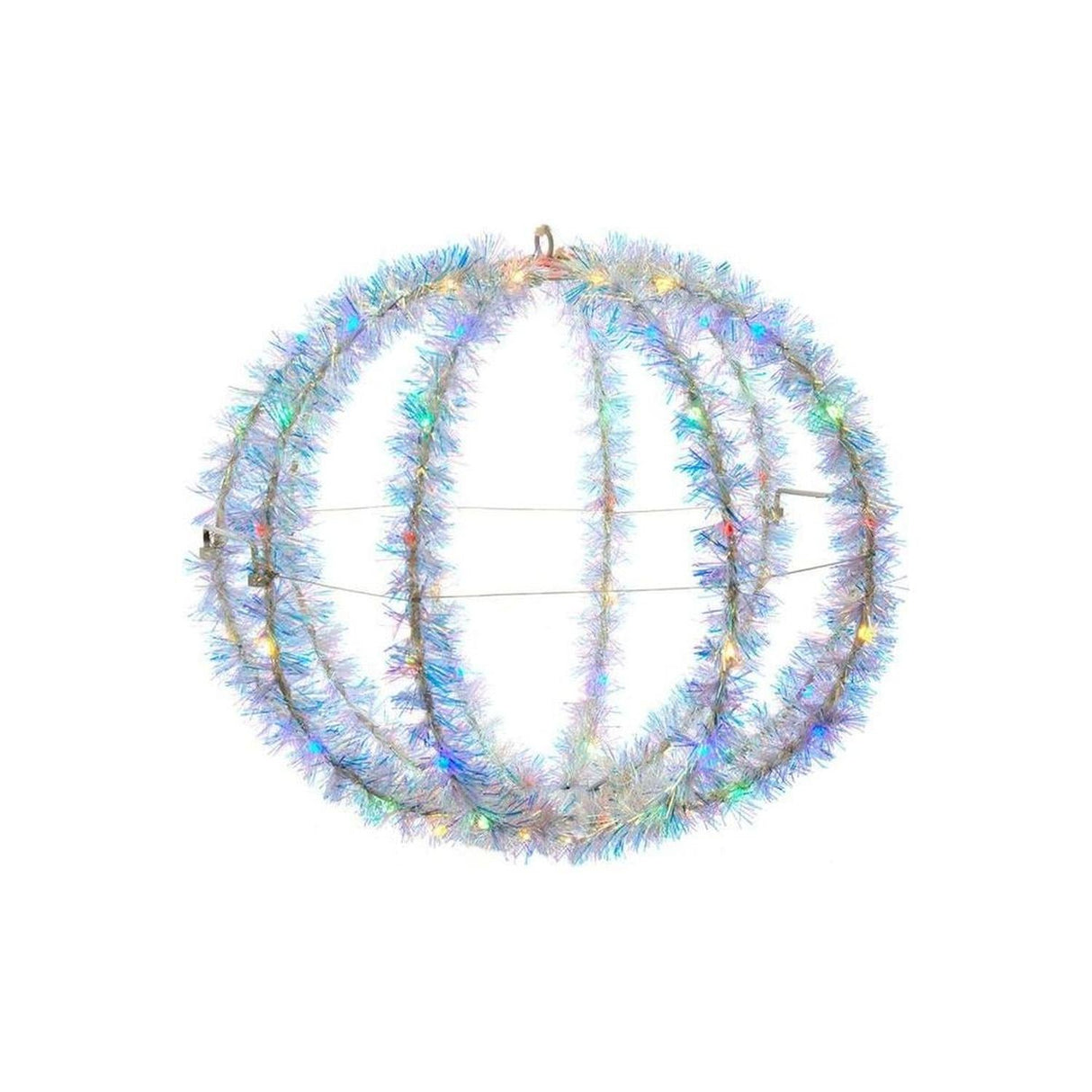 Multi-Color LED Tinsel Foldable Sphere 12"