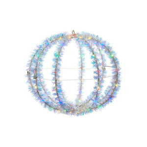 Multi-Color LED Tinsel Foldable Sphere 12"