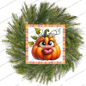 Orange Kissy Pumpkin Face Sign