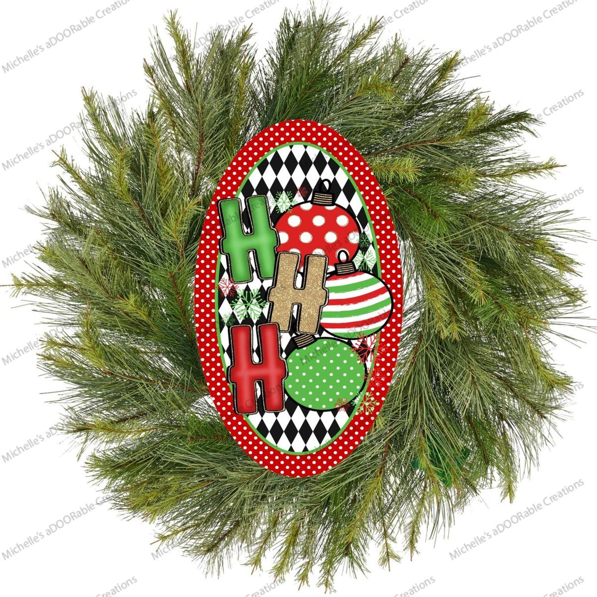 Oval Ho Ho Ho Christmas Ornament Sign