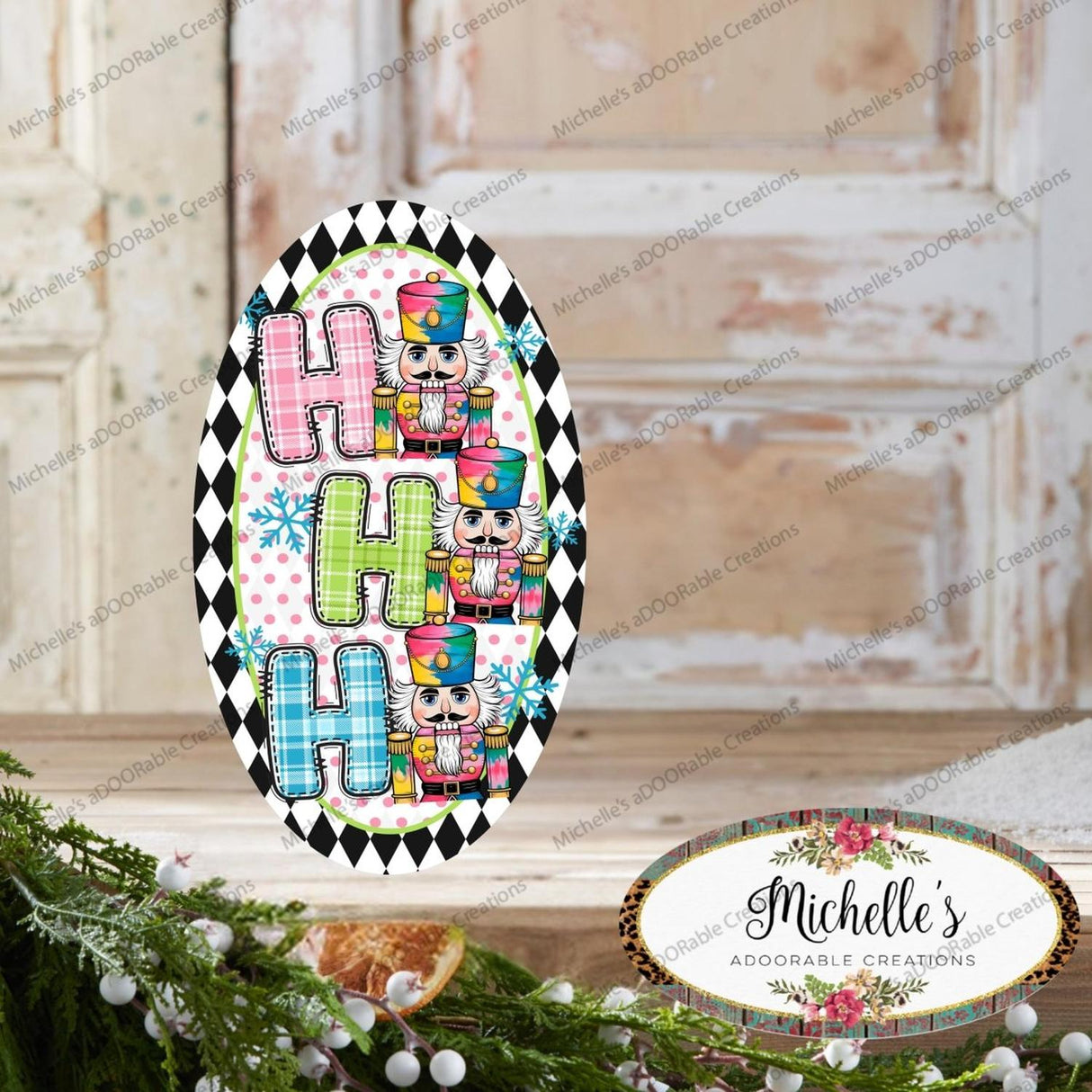 Oval Ho Ho Ho Nutcracker Sign