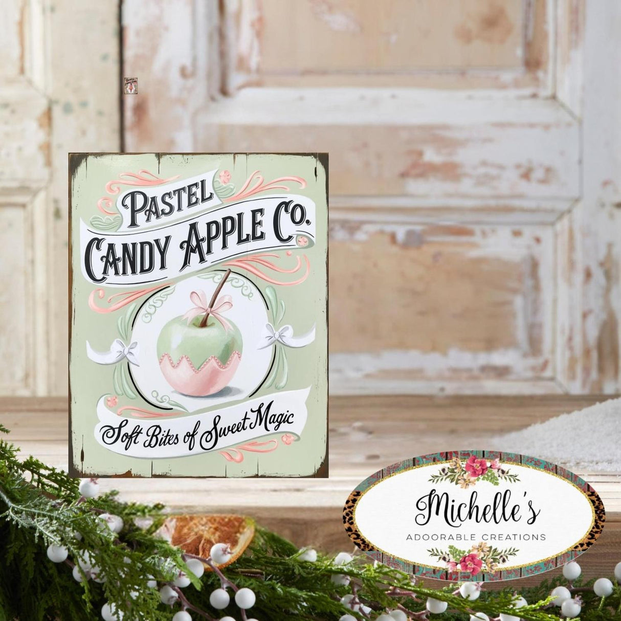 Pastel Candy Apple Halloween Sign