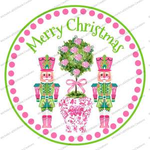 Pink Chinoiserie Christmas Nutcracker Sign