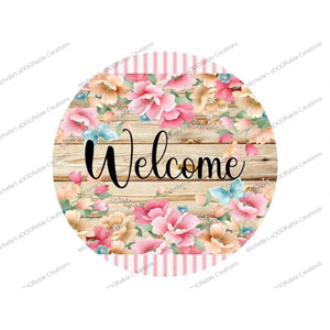 Pink Floral Blossom Welcome Sign