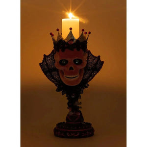 Pink Passion Skull Pillar Candle Holder
