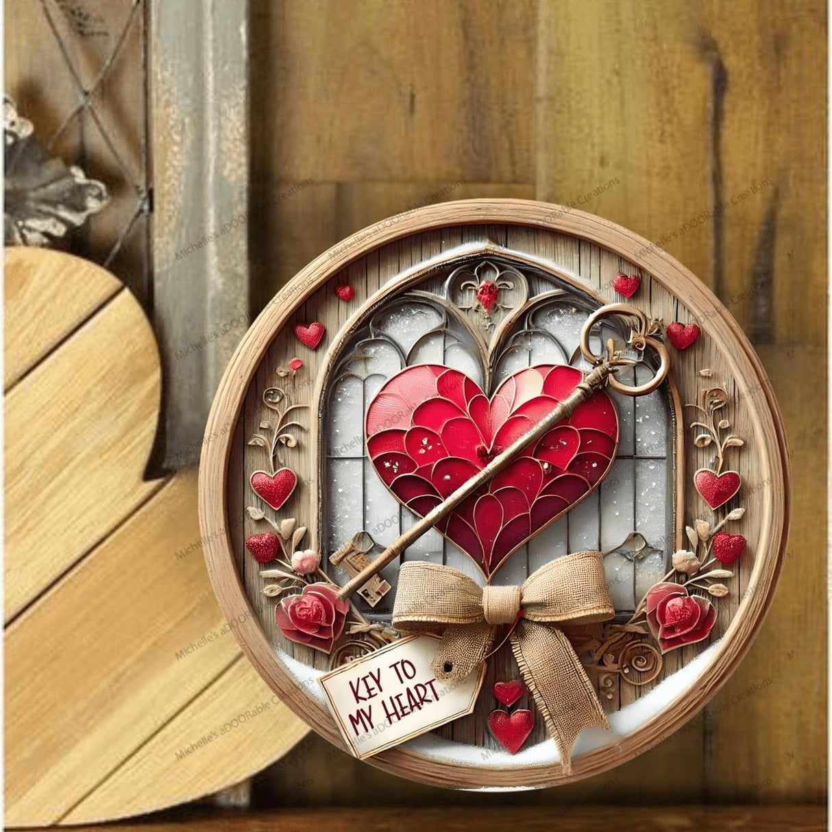 Red Key To My Heart Valentine Round Sign