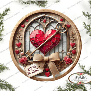 Red Key To My Heart Valentine Round Sign