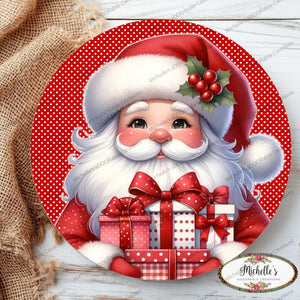 Red White Peppermint Santa Claus Sign