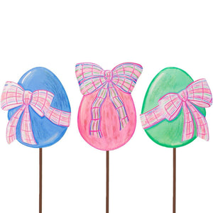 Small Eggs with Plaid Bows (Set of 3)