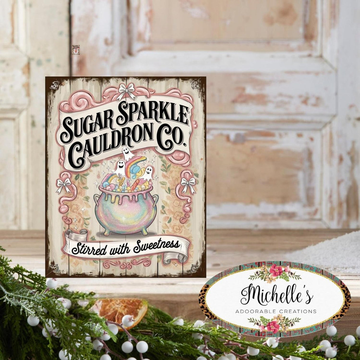 Sugar Sparkle Cauldron Co Halloween Sign