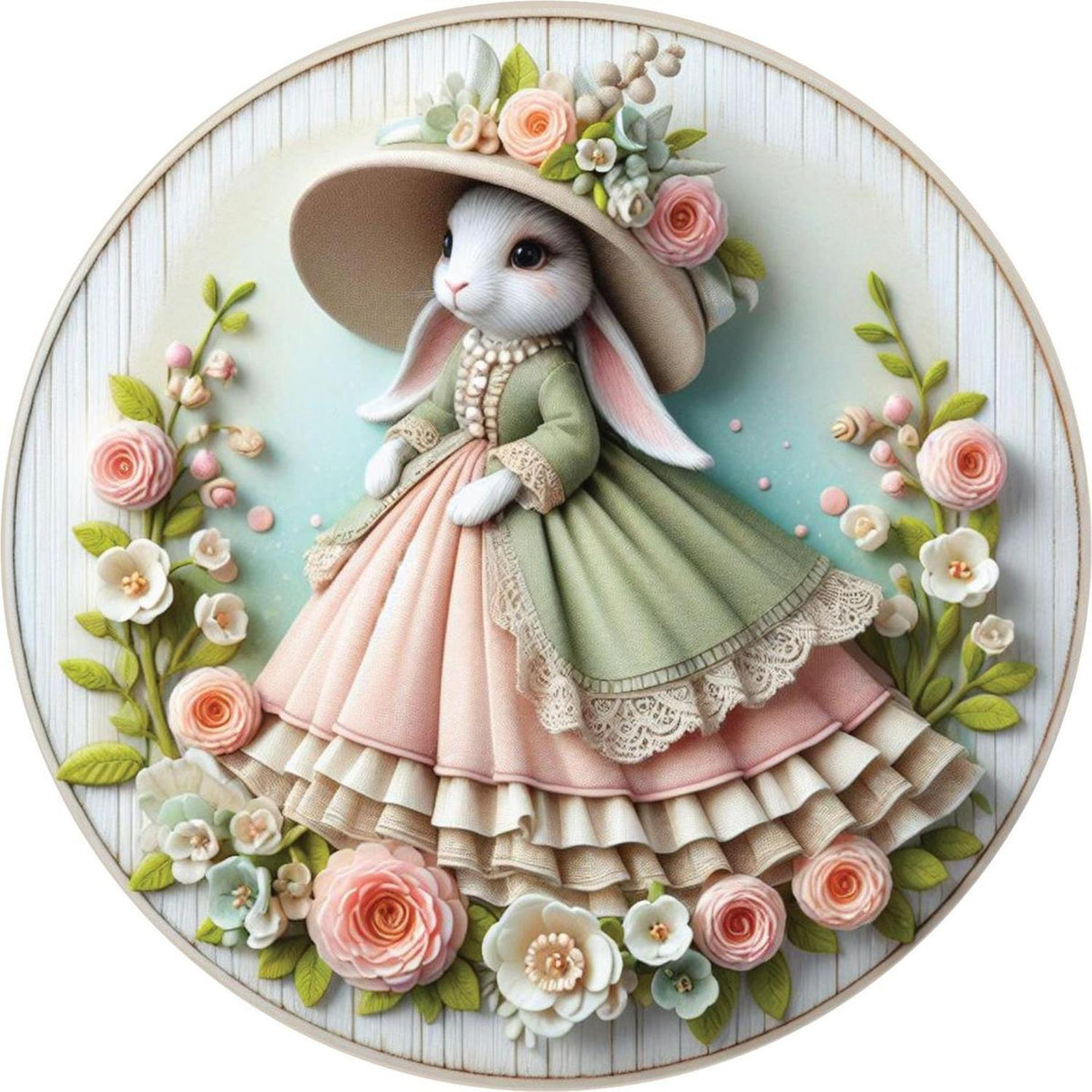 Victorian Easter Bunny Floral Sign
