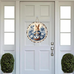 Vintage Bunny Blue Chinoiserie Sign