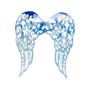 Waterproof Filigree Angel Wings: Blue Cloud Sky