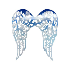 Waterproof Filigree Angel Wings: Blue Cloud Sky