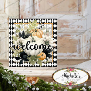 Welcome Fall Foliage Harlequin Sign