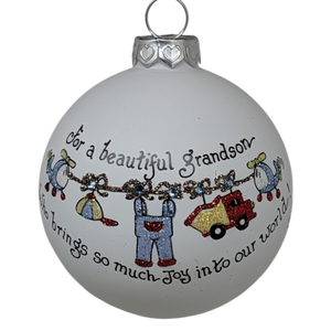 Christmas Keepsake Glass Ornament - For a Beautiful Grandson