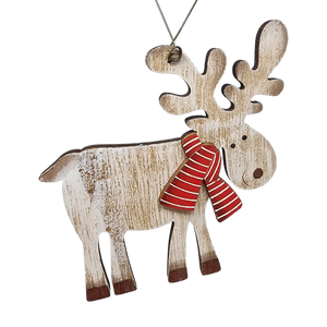 Rustic Wooden Reindeer Ornament -
