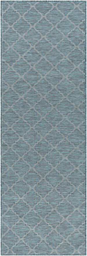 Unique Outdoor Trellis Area Rug, Teal - Clearance