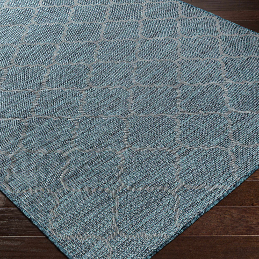 Unique Outdoor Trellis Area Rug, Teal - Clearance
