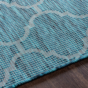 Unique Outdoor Trellis Area Rug, Teal - Clearance
