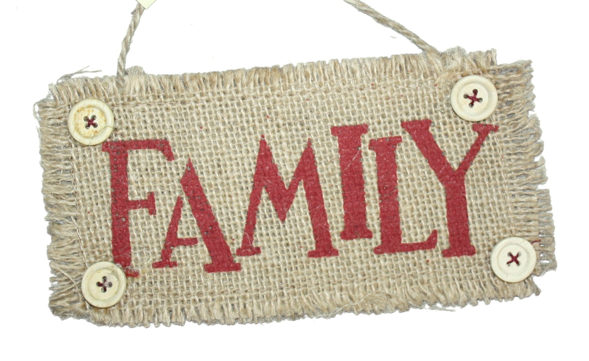 7 Inch Burlap Word Ornament - Joy