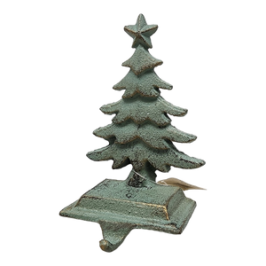 Iron Rustic Tree Stocking Holder - Green