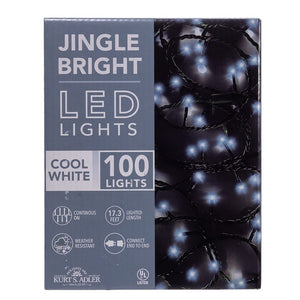 Jingle Bright 100 LED Light Set - Cool White - Green Wire